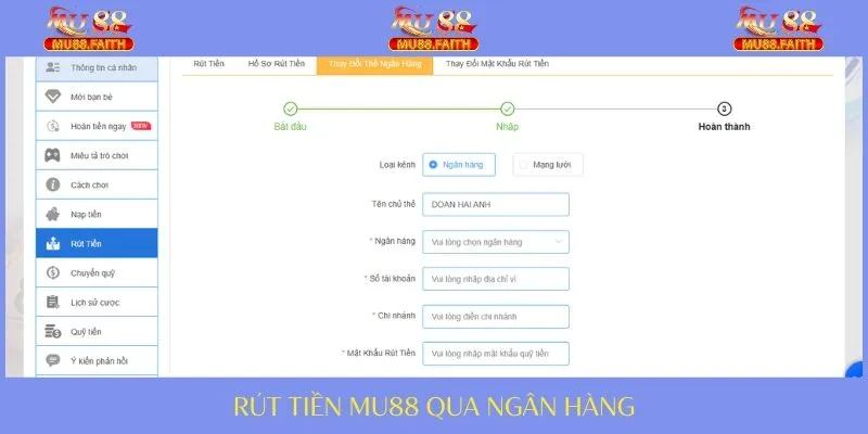 Rút tiền qua banking