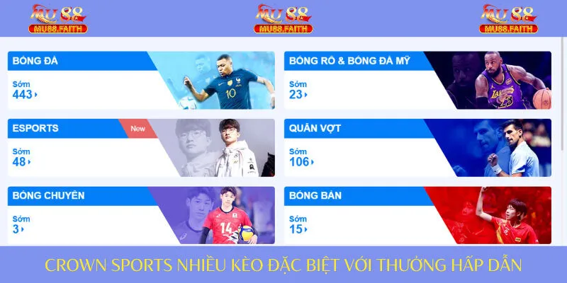 Sảnh CROWN mang tới nhiều kèo cược thú vị